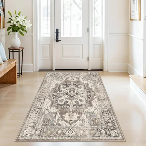 Vista 20 de YOUFORTONG Alfombra Lavable de 2 x 3 Pulgadas para Entrada: Alfombra Antideslizante Vintage para Interiores con Respaldo de Goma para Sala de Estar