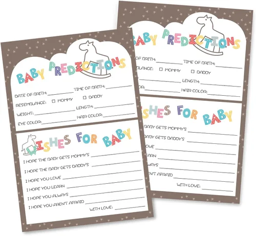 Vista 12 de OLOUTAB Juegos de Baby Shower para Niño o Niña - Juego de Vientre de Cerveza o Barriga de Bebé (50 Tarjetas), De Género Neutral, Papel Grueso