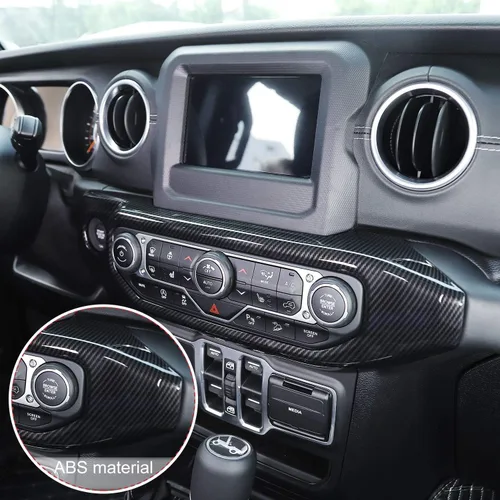 Vista 5 de JeCar Cubierta de panel de interruptor de aire acondicionado compatible con Jeep Wrangler 2018-2023 JL JLU y Gladiator JT 2020-2023, textura