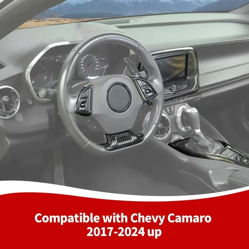 Vista 3 de RAZPOY Kit de molduras interiores para Camaro, 6 piezas de panel de cambio de marchas, pantalla de navegación, cubierta de radio compatible