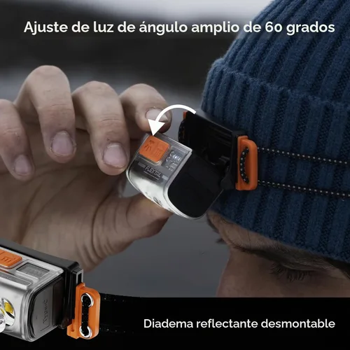 Vista 4 de FLEXTAILGEAR Linterna frontal ultrabrillante ultraligera de 1-600 lúmenes, linterna frontal recargable USB-C para exteriores con luz blanca y roja