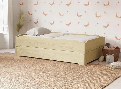 Vista 6 de Camas apilables – Juego de dos – Marco de cama de madera individual sobre individual sin terminar – Marco de cama de madera de pino macizo fácil