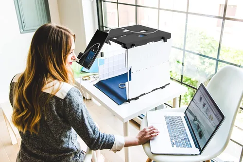 Vista 3 de We R Memory Keepers, Shotbox, equipo de fotografía, portátil y plegable, caja de luz para fotografía, rastreo, plegado, contenido y más