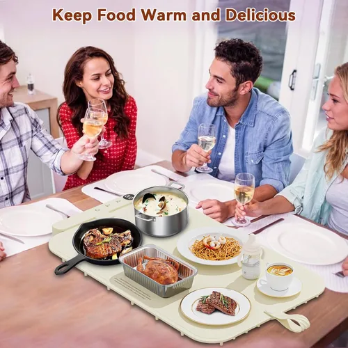 Vista 6 de Newise Tapete de calentamiento de alimentos de grafeno mejorado para encimera, regalos para mamá esposa, bandeja de calentamiento eléctrica