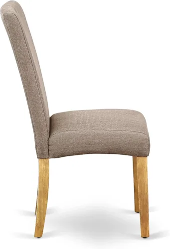 Vista 7 de East West Furniture ANDR5-OAK-16 - Juego de comedor de 5 piezas que incluye una mesa de cocina redonda con pedestal y 4 sillas Parson tapizadas