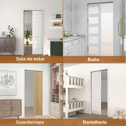 Vista 7 de JUBEST Kit de Marco de Puerta Corredera de 36" x 80" con Mecanismo de Cierre Suave de 220 LBS y Montantes de Acero Galvanizado, Kit de Puerta