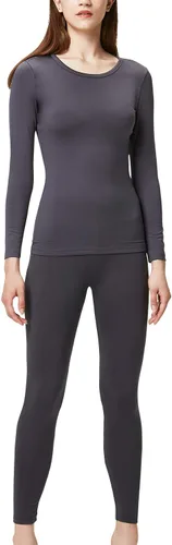 Vista 9 de DEVOPS - Conjunto de ropa interior térmica para mujer Long Johns, prenda superior e inferior Negro