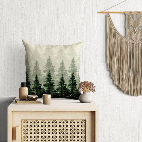Vista 3 de Juego de 2 fundas de almohada de árbol de bosque natural, fundas de almohada de algodón de 16 x 16 pulgadas, fundas de almohada de algodón