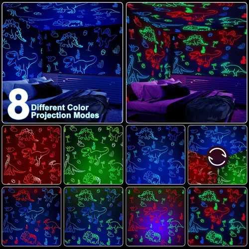 Vista 7 de YACHANCE Proyector de luz nocturna de dinosaurio para niños con temporizador y control remoto. Regalos de dinosaurios para niños de 1 a 12 años.