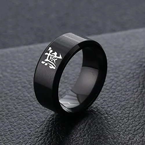 Vista 7 de Anillos de cazador de demonios para hombres Anime Kimetsu No Yaiba Anillo Tanjiro Nezuko Zenitsu Cosplay Joyería para mujeres y niñas