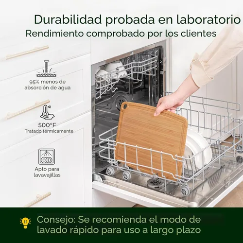 Vista 2 de Keechee Tablas de cortar de bambú aptas para lavavajillas, tabla de cortar de madera duradera y ligera para cocina ocupada, fácil almacenamiento