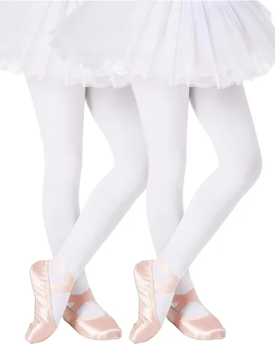 Vista 19 de Century Star Mallas de ballet para niñas pequeñas con pies opacos 00 1 paquete blanco