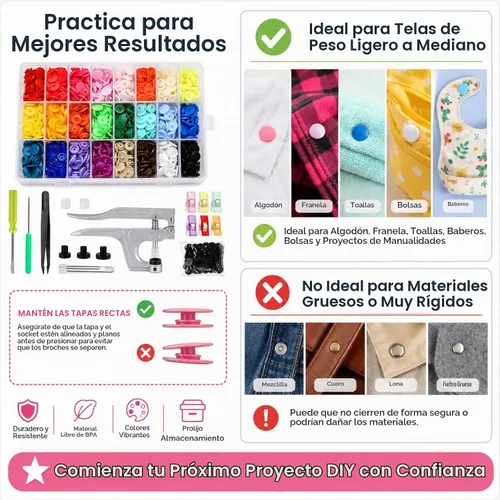Vista 8 de LIHAO Snaps y conjuntos de Snap Juego de alicates, 375 T5 botones de plástico para costura y manualidades.