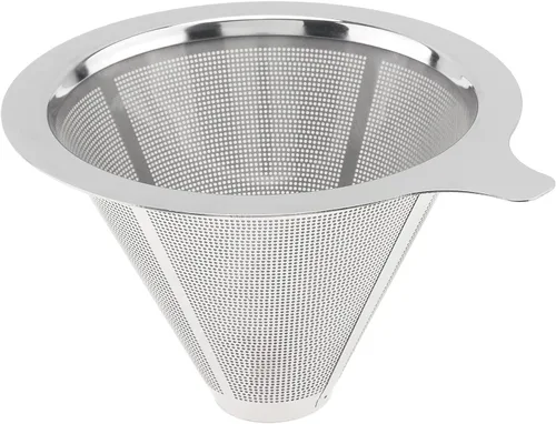 Vista 7 de TQEONKL - Gotero de café reutilizable sin papel, cono de metal, reutilizable, taza individual (2-4 tazas)