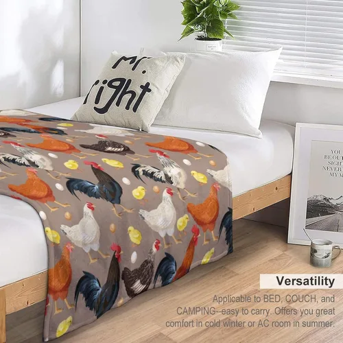 Vista 4 de Manta de pollo para adolescentes, cálida, ligera y acogedora para sofá y cama, de 60 x 50 pulgadas Blanco