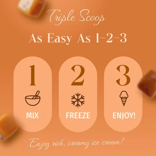 Vista 4 de Triple Scoop - Mezcla de helado prémium para hacer helados. Simple, fácil, delicioso. De mezcla gourmet a máquina en 5 minutos, hace 2 cuartos