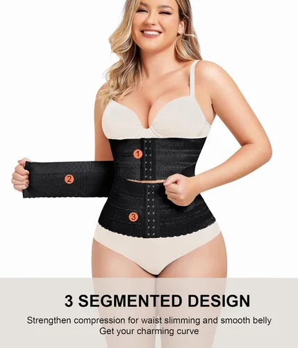 Vista 4 de QACIVIQ Entrenador de cintura segmentado para mujer, faja moldeadora de cintura para mujer, control de abdomen, entrenamiento, faja moldeadora