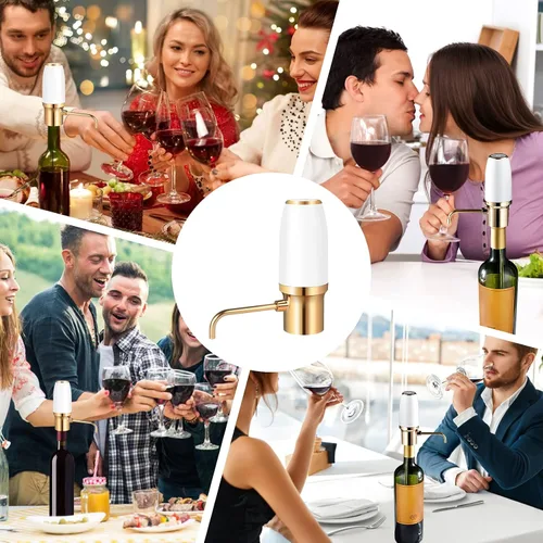 Vista 5 de Aireador de vino eléctrico, accesorios de vino aireación para entusiastas principiantes, boquilla de aireador de vino, regalos de vino, dispensador