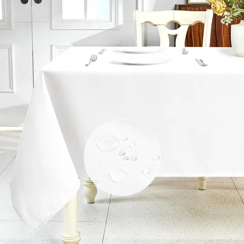 Vista 13 de IVAPUPU Mantel de Lino Texturizado para Mesa Rectangular - Mantel de Tela Impermeable Rectangular Sin Arrugas Limpiable Cubierta de Comedor