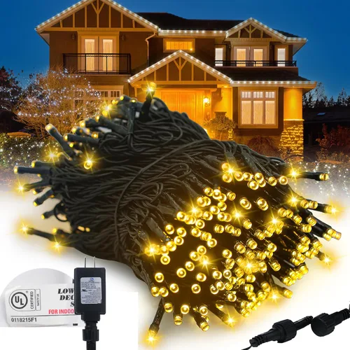Vista 12 de Kwaiffeo - luces de Navidad blancas, 100 pies de longitud, 300 luces LED, impermeables, enchufables, para interiores y exteriores, 8 modos de luz