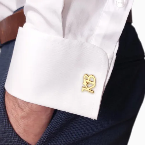 Vista 4 de Gemelos grabados personalizados – Gemelos con letra inicial del alfabeto A-Z – Regalo para hombres, papá, cumpleaños, boda, novio, padrinos de boda