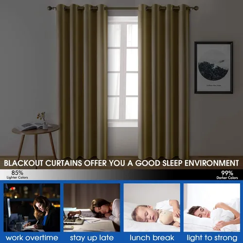 Vista 5 de HOMEIDEAS 2 paneles de cortina de seda sintética, cortinas opacas para dormitorio