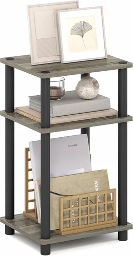 Vista 12 de Furinno Turn-N-Tube - Mesa auxiliar de 3 niveles sin herramientas, compacta