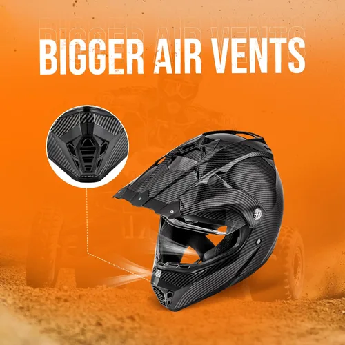 Vista 3 de OUMURS Casco deportivo dual de motocicleta todoterreno con cobertura facial completa, doble visera, para moto de cross, cuatrimoto y motocross