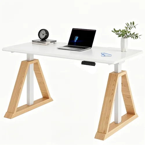 Vista 13 de FLEXISPOT Escritorio ejecutivo de pie en forma de L de 55 x 48 pulgadas con Cereza