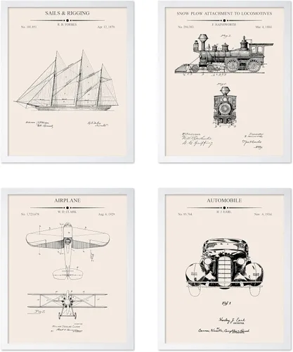 Vista 40 de Poster Master Juego de 6 Pósters Vintage de Planos de Aviación - Impresión de Patente de Avión - Arte de Aeronaves - Arte de Aviación - Arte