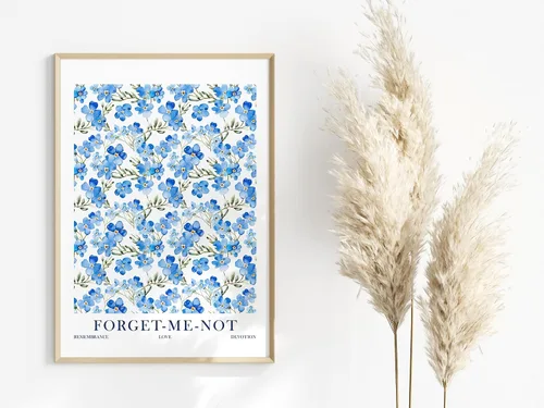 Vista 5 de ColorAndFlair Watercolor Floral Art Print Forget Me Not Flower Symbolic Meaning Blue Wildflower Wall Art Botanical Poster (8x10 inches)