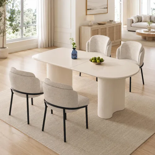 Vista 28 de Juego de mesa de comedor moderno de 63 pulgadas para 4, juego de Negro