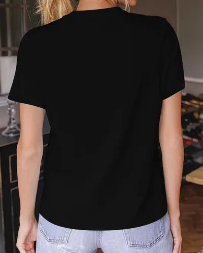 Vista 3 de HERLOLLYCHIPS Camiseta casual de manga corta con cuello redondo y estampado de corazón para mujer, ajuste regular