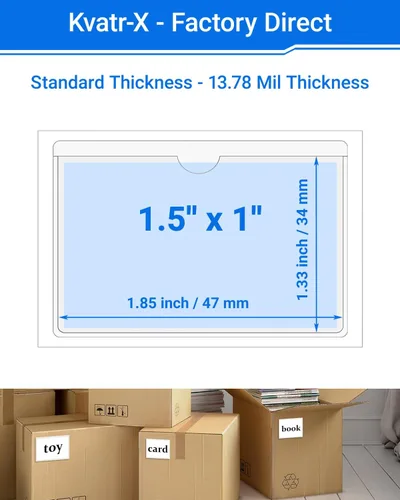 Vista 67 de 30 PCS Clear Self Adhesive Plastic Label Pockets, Top Loading Business & Library Index Card Holders, Peel and Stick Sleeves for Storage Bins, Totes
