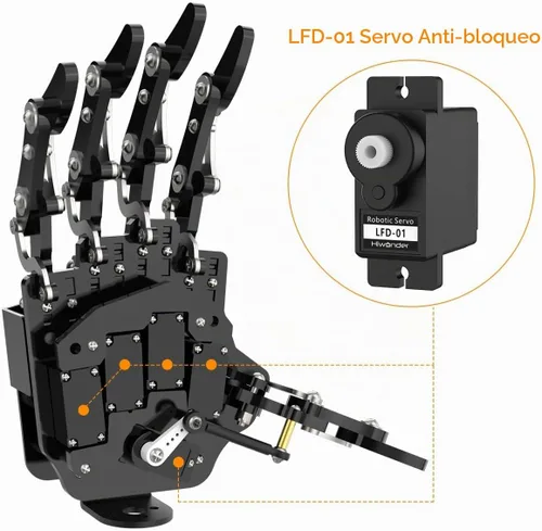 Vista 6 de Mano de Robot de Cinco Dedos con Movimiento Exclusivo, Brazo Mecánico Biónico de Robot de Bricolaje, Mano Izquierda
