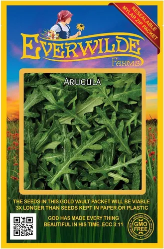 Vista 4 de Everwilde Farms - Semillas de hierbas de rúcula de 1 onza - Gold Vault