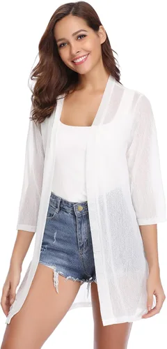 Vista 2 de iClosam Cárdigan tipo kimono casual con manga 34 para mujer