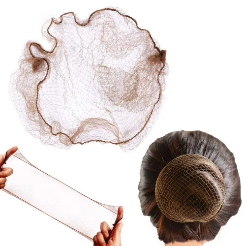 Vista 7 de YANTAISIYU 50 piezas de red para el cabello de 20 pulgadas, invisible, elástica, malla para pelucas y moños, para el servicio de alimentos