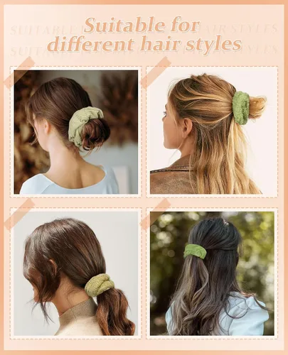Vista 5 de 5 piezas de coleteros peludos - Coleteros elásticos para el cabello, bandas para el cabello para coleta, accesorios para el cabello para mujeres