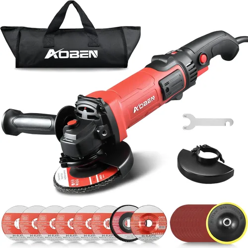 Vista 10 de AOBEN Amoladora angular inalámbrica de 4-1/2 pulgadas, herramienta de amoladora con batería de 21V, amoladoras eléctricas de potencia, motor sin