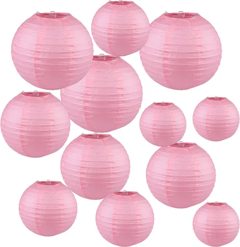 Vista 7 de 12 linternas de papel blanco de 6 pulgadas decorativas chinas, lámparas de papel redondas japonesas colgantes para cumpleaños, bodas, Navidad