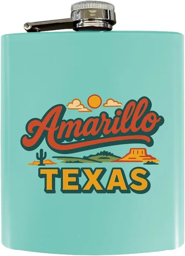 Vista 6 de Amarillo Texas Typographic Design Souvenir 7 oz Stainless Steel Flask with Matte Finish - Black