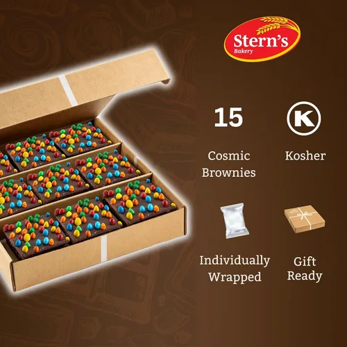 Vista 2 de Brownies Cesta de regalo Brownies de chocolate envueltos individualmente [9 unidades] cubiertos con chips de caramelo arcoíris Snacks