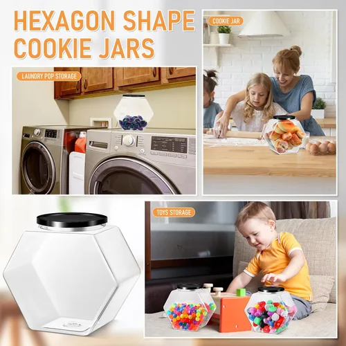 Vista 6 de Norme - 4 tarros de plástico para dulces de 129 onzas con tapas hexagonales