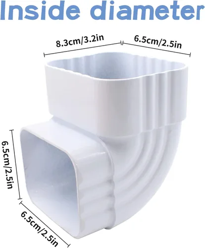 Vista 2 de Desviador de tubería de agua de lluvia de 2 x 3 pulgadas, adaptador de bajantes de aluminio, codo, esquina, reutilizable, conexión de montaje