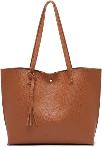 Vista 38 de Dreubea - Bolsa de hombro y de mano de piel sintética suave para mujer, con borla, de gran capacidad