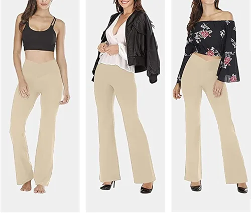 Vista 5 de TOPYOGAS - Pantalones de yoga estilo casual para mujer pierna con corte de bota leggings de cintura alta cruzada en V pantalones de entrenamiento