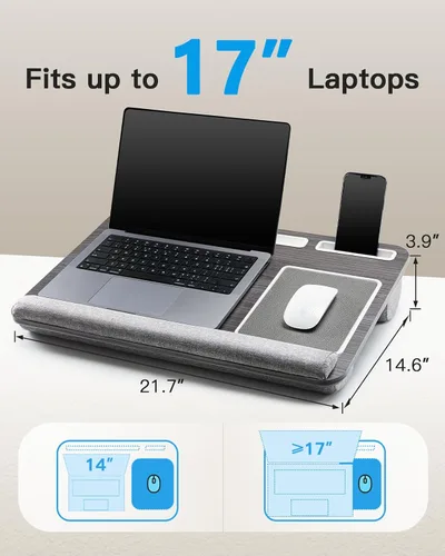 Vista 3 de HUANUO - Escritorio portátil. Se adapta a laptops de hasta 17 pulgadas, almohadilla de muñeca integrada, para laptop, MacBook, tablet; soporte