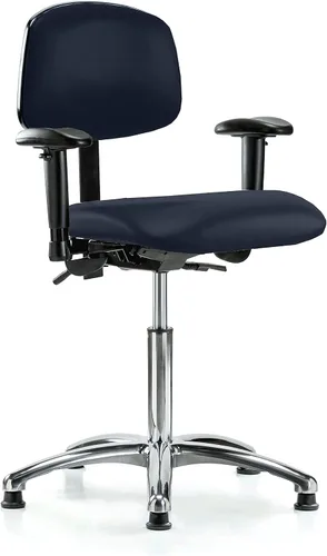 Vista 16 de PERCH - Silla giratoria con ruedas para alfombra o linóleo, cromado, Textil, Tela negra