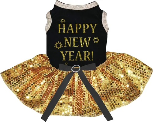 Vista 7 de Petitebella Happy New Year Puppy Dog Dress (Red/Red White Ribbon, XXX-Large)